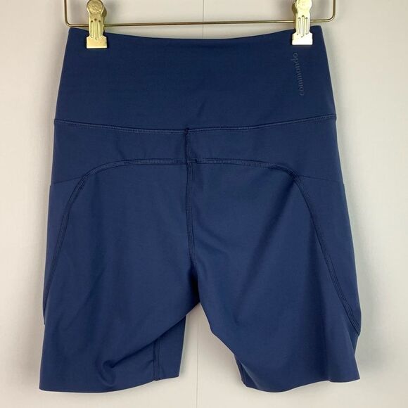 Commando Women’s Navy Fast Track Bike Shorts legging With Pockets Size Small - Picture 2 of 5
